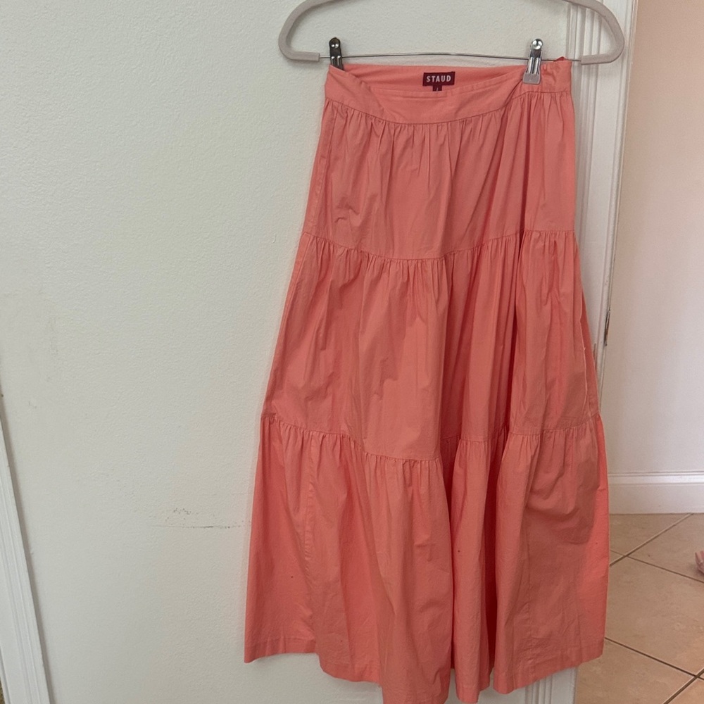 STAUD Coral Tiered Midi Skirt